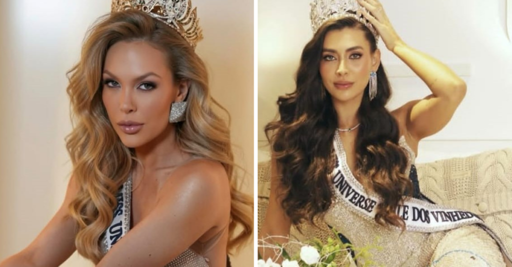 Candidatas do Miss Universe Brasil 2026 posando em evento de apresentação
